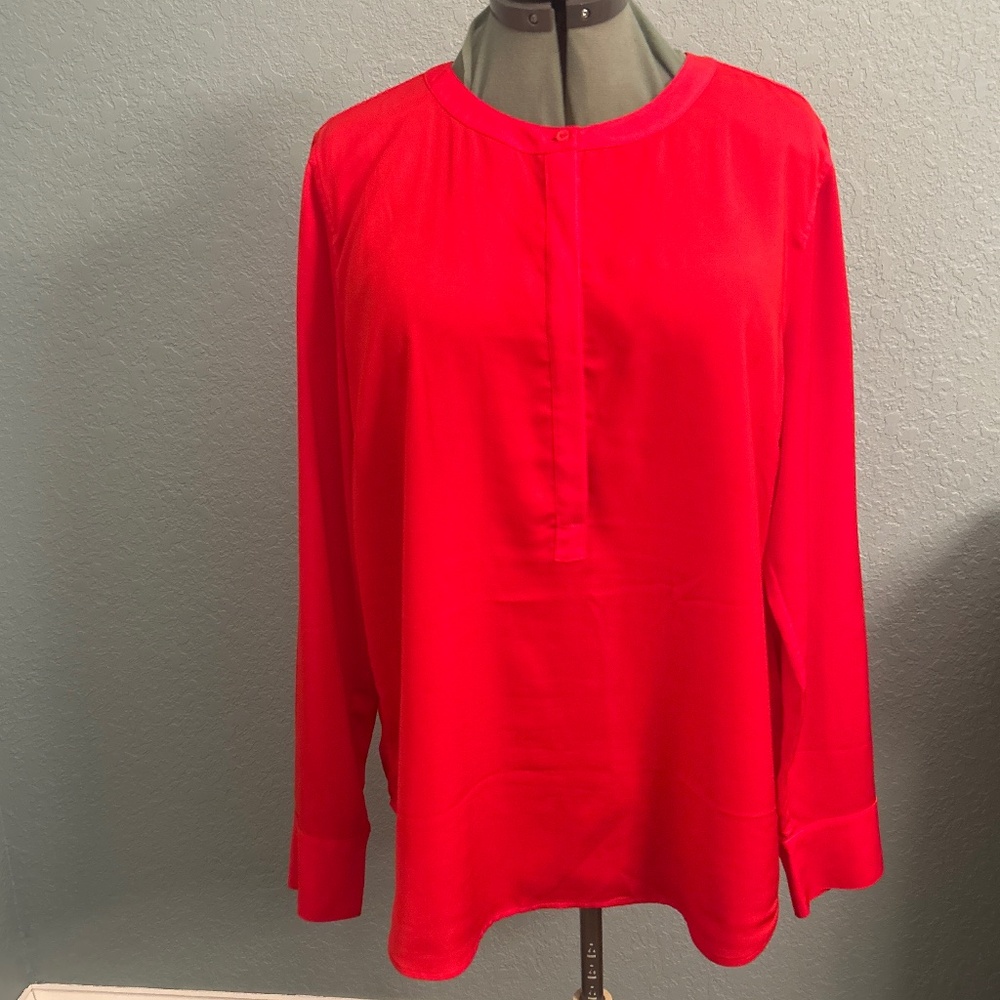 JCrew Red mandarin coller top